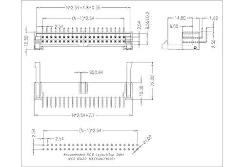 2.54MM Ejector Header Right Angle With Plastic Latch
